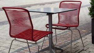 danish deli red chairs